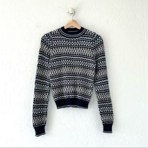 Max Mara Weekend Intarsia Knit Crew Neck Crop Sweater